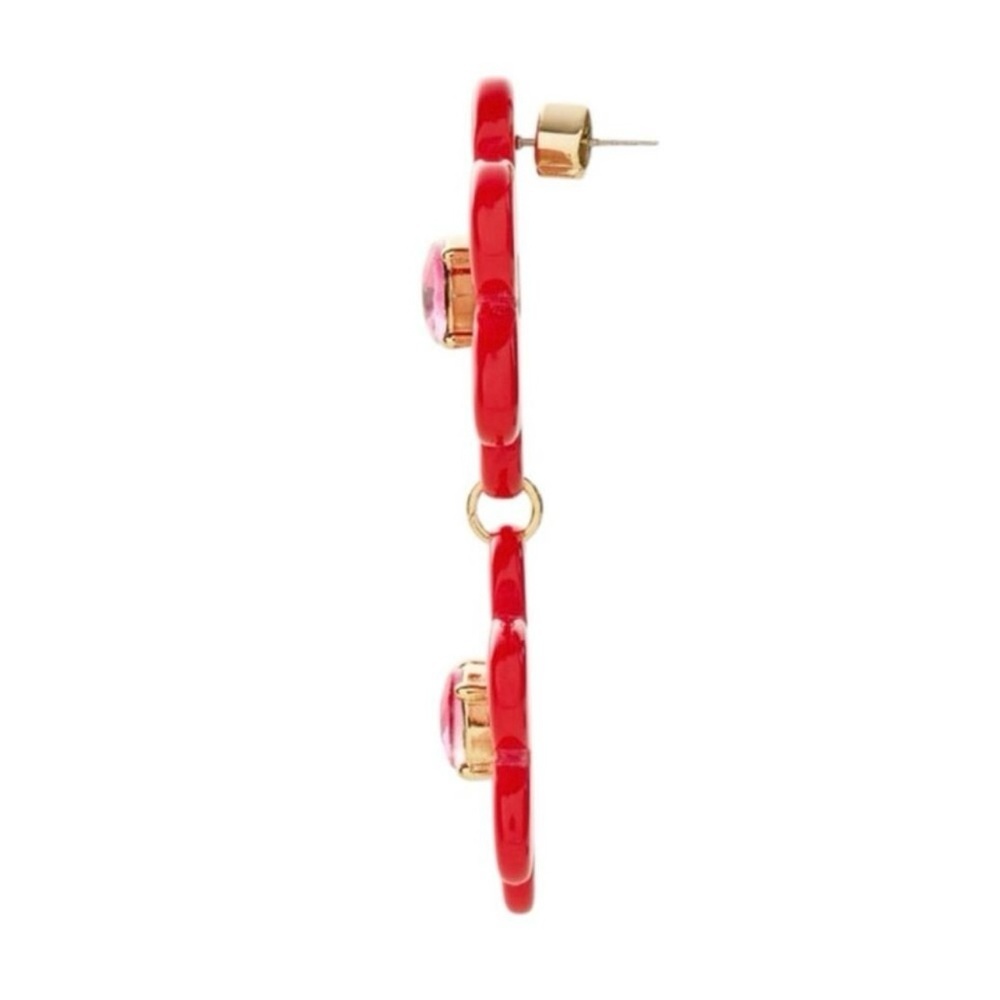 Kate Spade X Target Red Flower Earrings Limited Addition Whimsical Retro Fantasy - Picture 4 of 6